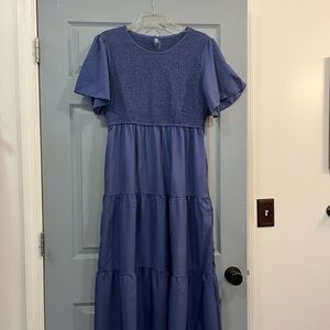 Blue Tiered Maxi Dress